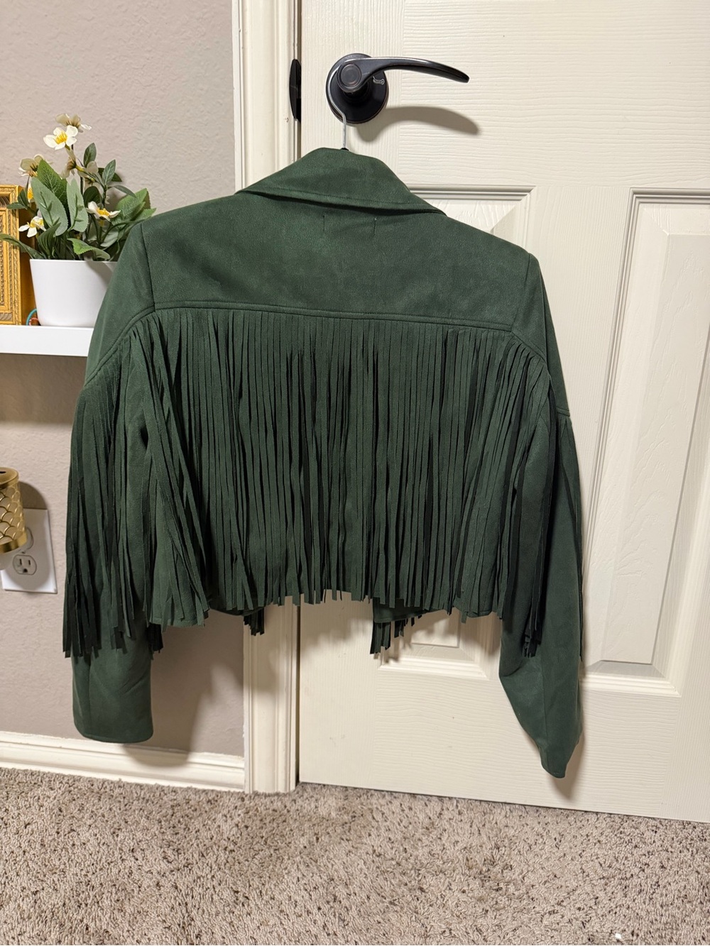 Women's Altard State Green Suede Fringe Jacket - Picture 2 of 2